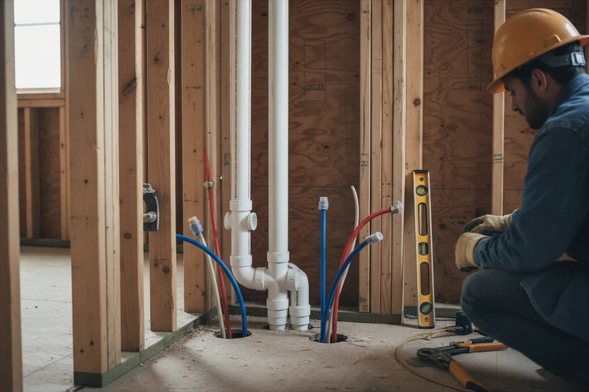 Drain and supply rough-in during Toilet Repair and Installation in Broadway